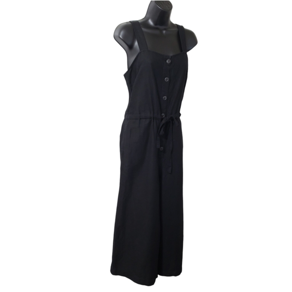Anthropologie Moussy Linen Blend Black Jumpsuit Crop Wide Leg Size 1 - Picture 2 of 16